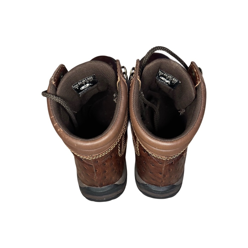 Roper Dark Brown Ostrich Print Rugged Sole Lace-Up Ankle Boots - Picture 3 of 3
